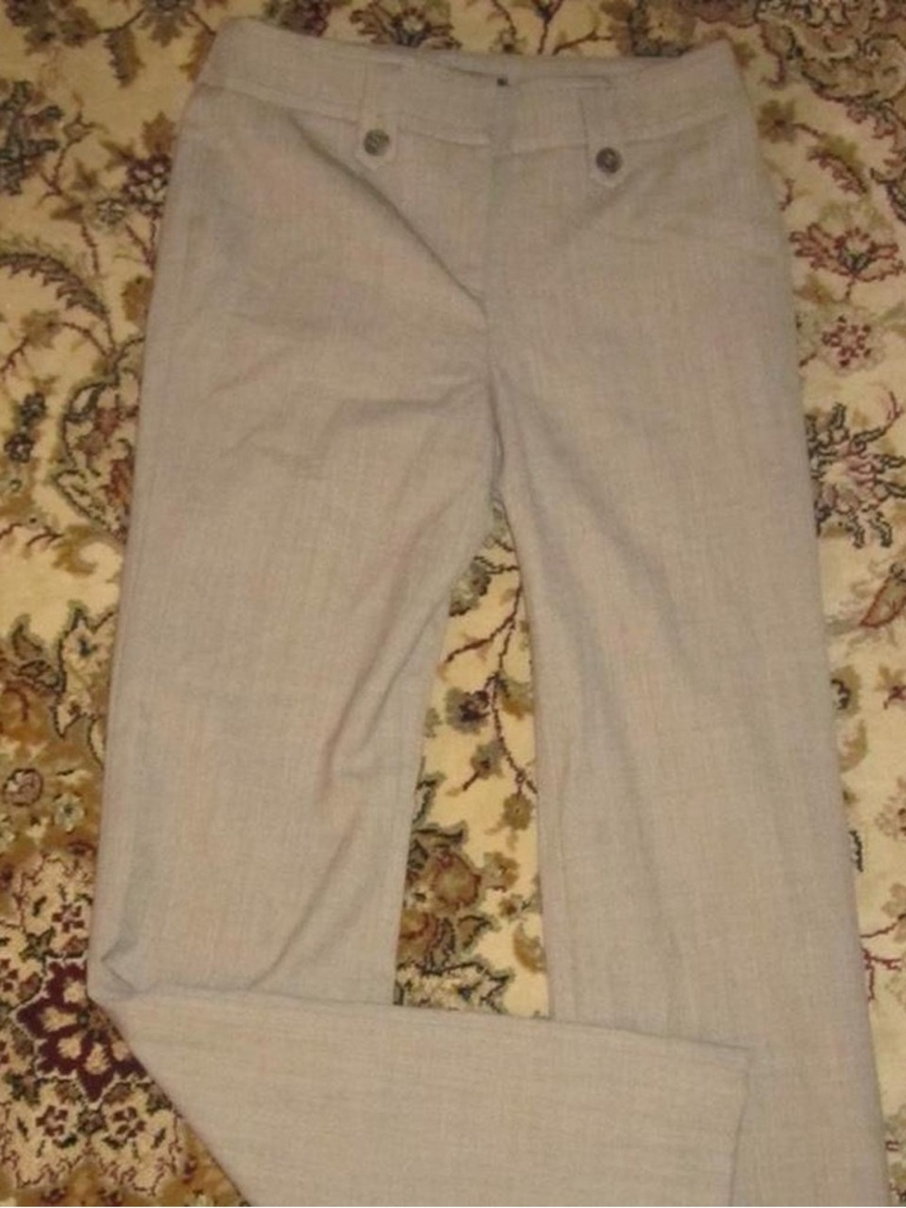 linen low rise vintage bootcut trousers beige light tan Le Chateau chic pant